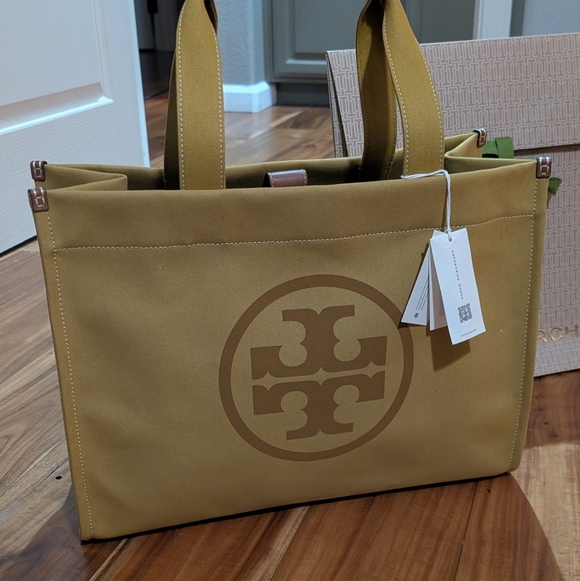 Tory Burch Handbags - Tory Burch Silhouette Ella Canvas Tote Large Zip Close Pocket + Gift Bag Nwt ❤️